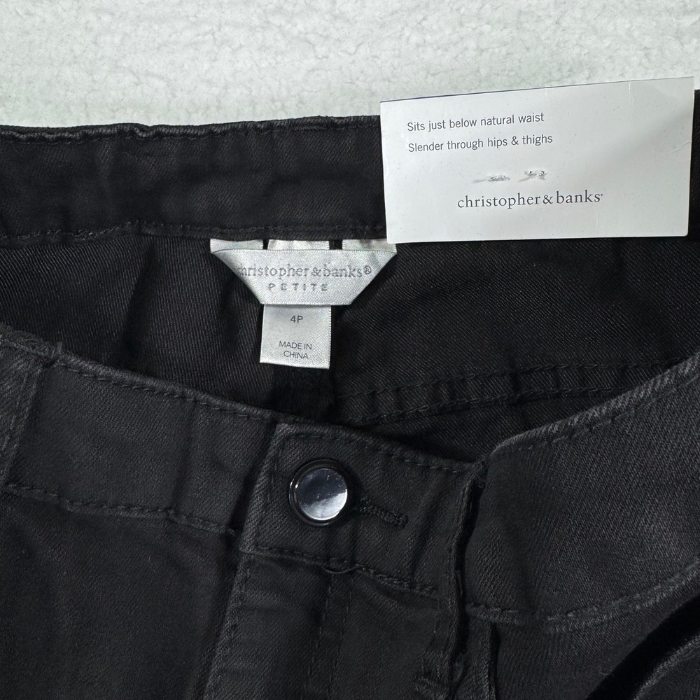 Christopher & Banks Petite Black Jeans Tapered Leg Embellished Modern‎ Fit 4P - Picture 4 of 10
